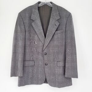 Marble Arch 100% Wool Plaid Blazer Suit Jacket Button Front Gray 44R